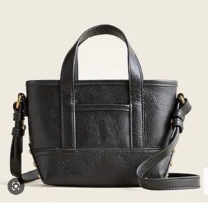 J. Crew Mini Montauk Leather tote crossbody bag black BA140 NWT